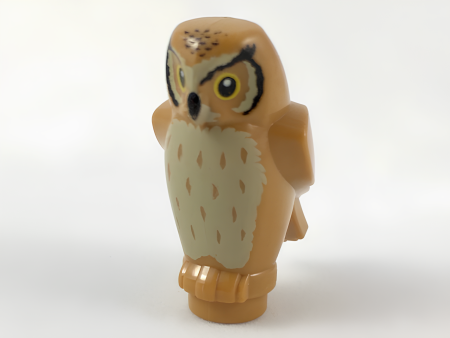 Lego Owl Angular Features with Black Beak and Forehead Spots Yellow Eyes and Tan Chest Feathers Pattern 92084pb04 Shop device